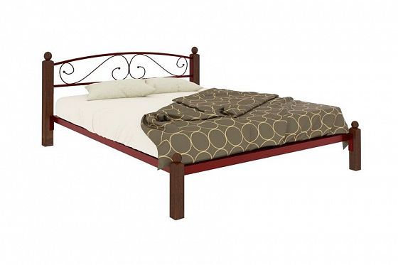 Кровать "Вероника Lux" 1200 мм (ламели) - Цвет: Красный/Коричневый (дерево)