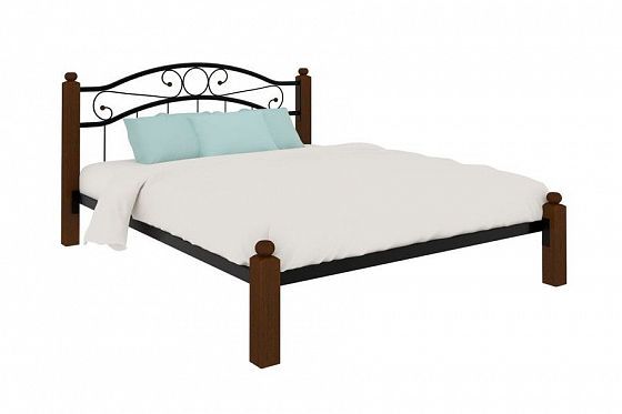 Кровать "Надежда Lux" 1600 мм (ламели) - Цвет: Черный/Коричневый (дерево)