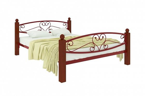 Кровать "Каролина Lux Plus" 1200 мм (ламели) - Цвет: Красный/Коричневый (дерево)