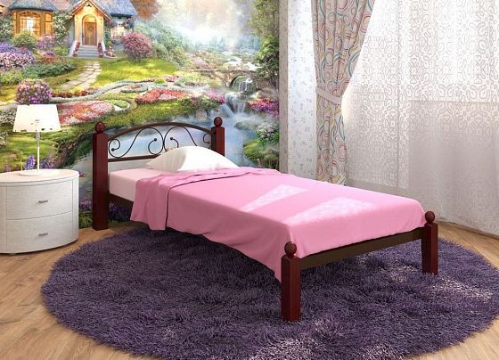 Кровать "Вероника мини Lux" 800 мм (ламели) - В интерьере, цвет: Коричневый/Коричневый (дерево)