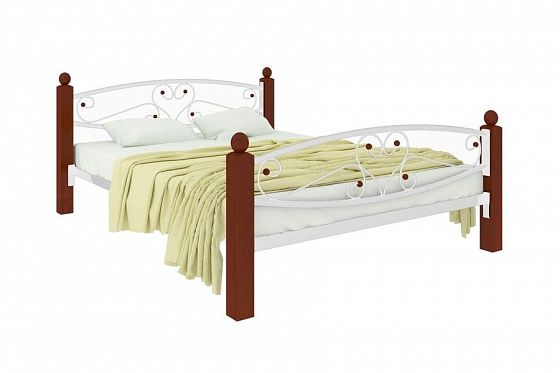 Кровать "Каролина Lux Plus" 1200 мм (ламели) - Цвет: Белый/Коричневый (дерево)