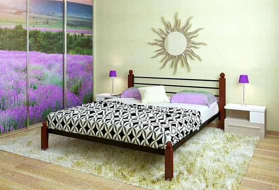 Кровать "Милана Lux" 1200 мм (ламели) - В интерьере, цвет: Черный/Коричневый (дерево)
