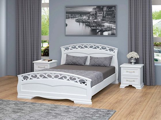 Кровать "Грация-1" 1400 мм (ламели) - Кровать "Грация-1" 1400 мм (ламели), Цвет: Белый античный