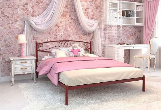 Кровать "Каролина" 1600 мм (ламели) - В интерьере, цвет: Красный