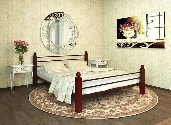 Кровать "Милана Lux Plus" 1200 мм (ламели) - В интерьере, цвет: Коричневый/Коричневый (дерево)