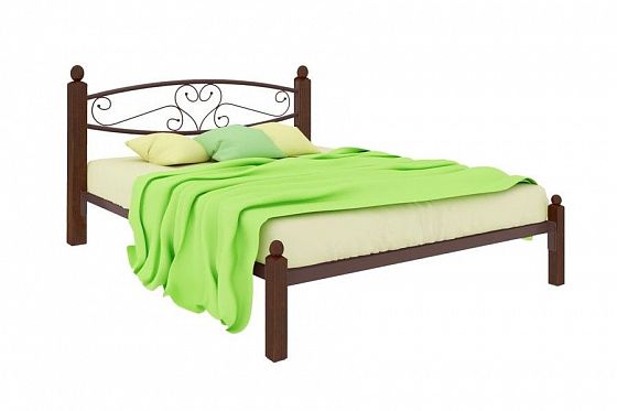 Кровать "Каролина Lux" 1200 мм (ламели) - Цвет: Коричневый/Коричневый (дерево)