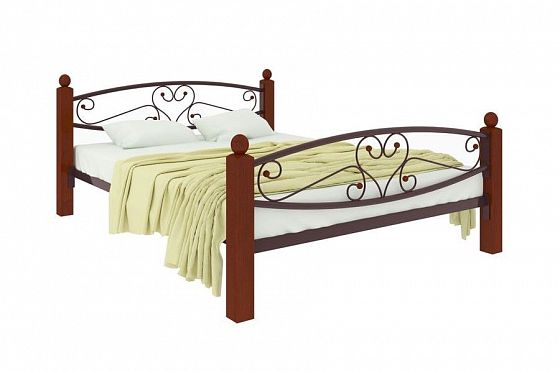Кровать "Каролина Lux Plus" 1200 мм (ламели) - Цвет: Коричневый/Коричневый (дерево)