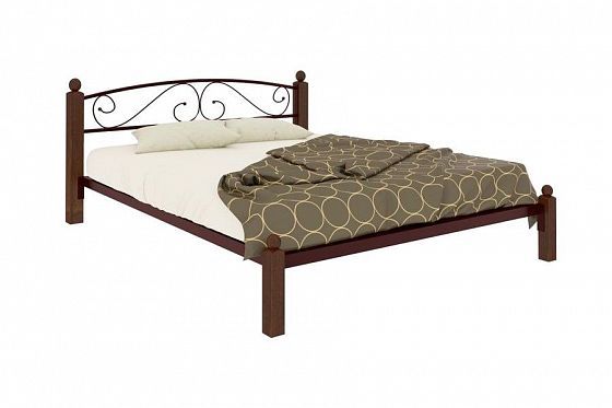 Кровать "Вероника Lux" 1400 мм (ламели) - Цвет: Коричневый/Коричневый (дерево)