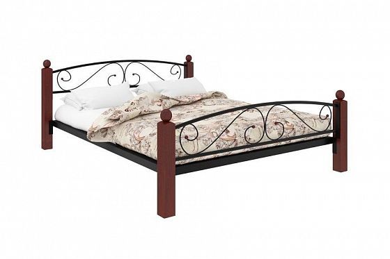 Кровать "Вероника Lux Plus" 1600 мм (ламели) - Цвет: Черный/Коричневый (дерево)