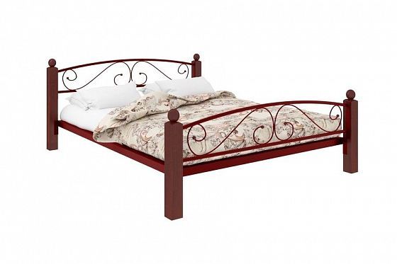 Кровать "Вероника Lux Plus" 1200 мм (ламели) - Цвет: Красный/Коричневый (дерево)