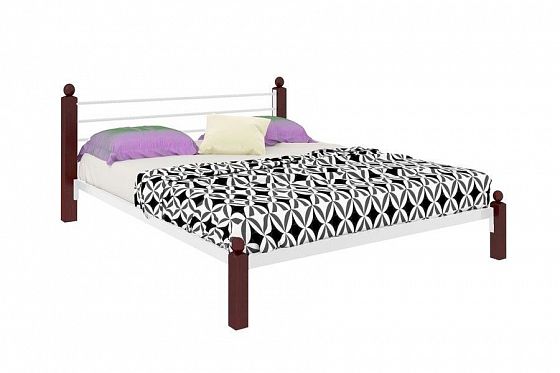 Кровать "Милана Lux" 1200 мм (ламели) - Цвет: Белый/Коричневый (дерево)