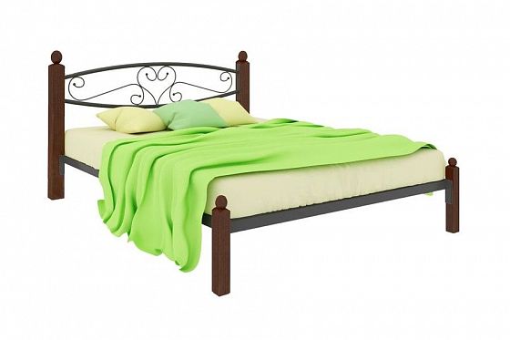 Кровать "Каролина Lux" 1200 мм (ламели) - Цвет: Черный/Коричневый (дерево)