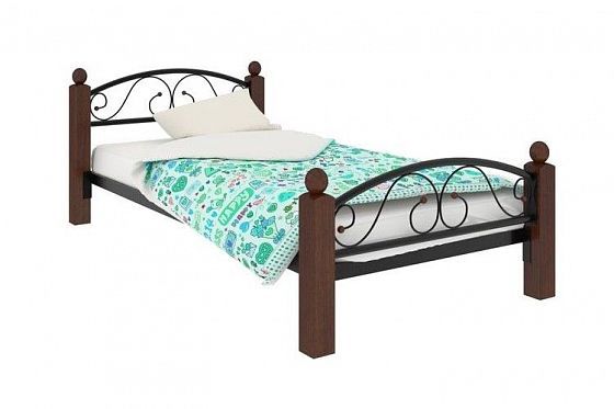 Кровать "Вероника мини Lux Plus" 900 мм (ламели) - Цвет: Черный/Коричневый (дерево)
