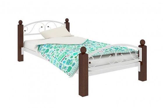 Кровать "Вероника мини Lux Plus" 800 мм (ламели) - Цвет: Белый/Коричневый (дерево)