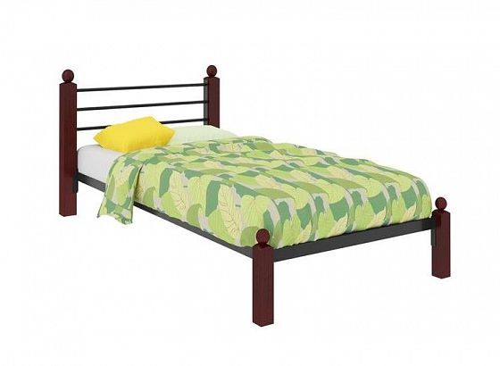 Кровать "Милана мини Lux" 800 мм (ламели) - Цвет: Черный/Коричневый (дерево)