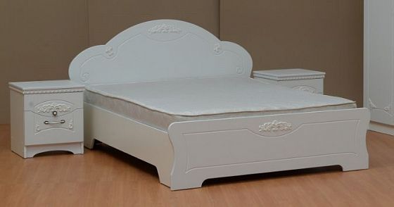 Кровать 1400 мм "Ольга-10" - Кровать и прикроватные тумбы, цвет: Белый/Жемчужный Ясень