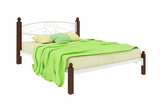 Кровать "Каролина Lux" 1600 мм (ламели) - Цвет: Белый/Коричневый (дерево)