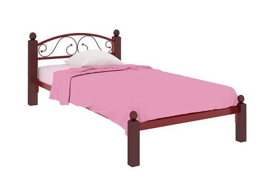Кровать "Вероника мини Lux" 900 мм (ламели) - Цвет: Красный/Коричневый (дерево)