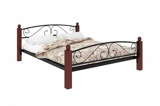 Кровать "Вероника Lux Plus" 1800 мм (ламели) - Цвет: Черный/Коричневый (дерево)