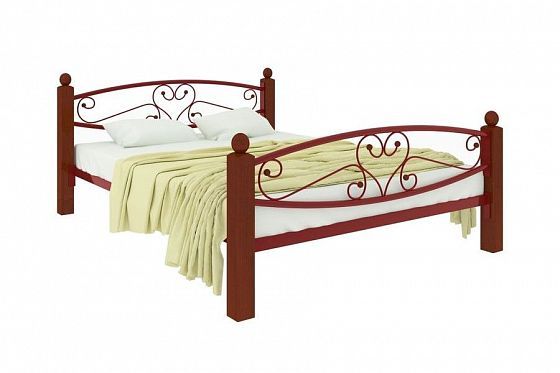 Кровать "Каролина Lux Plus" 1800 мм (ламели) - Цвет: Красный/Коричневый (дерево)