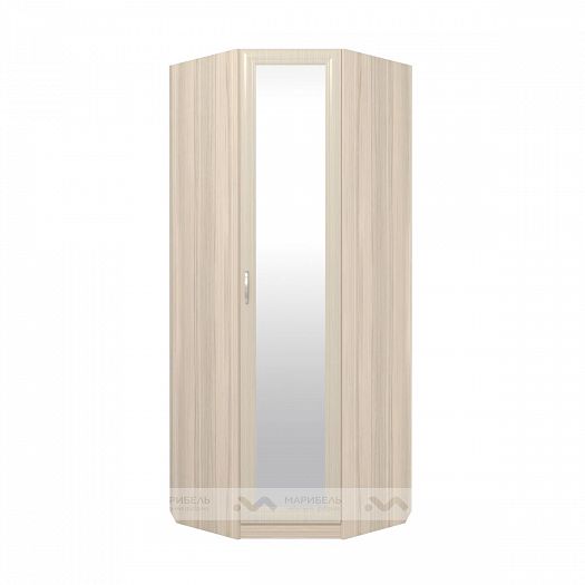 Шкаф для платья угловой с зеркалом "Визит-16" Арт. VIP-5 - Цвет: Туя Светлая/Дуб Беленый