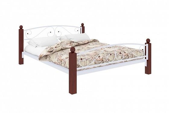 Кровать "Вероника Lux Plus" 1800 мм (ламели) - Цвет: Белый/Коричневый (дерево)