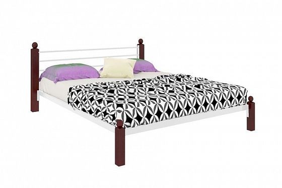 Кровать "Милана Lux" 1600 мм (ламели) - Цвет: Белый/Коричневый (дерево)