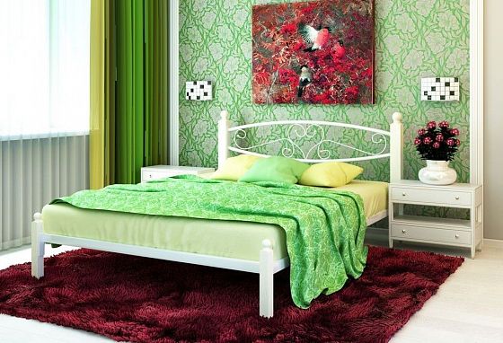 Кровать "Каролина Lux" 1200 мм (ламели) - В интерьере, цвет: Белый/Белый (дерево)