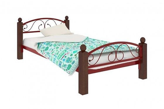 Кровать "Вероника мини Lux Plus" 900 мм (ламели) - Цвет: Красный/Коричневый (дерево)