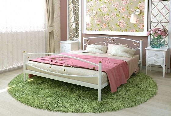 Кровать "Каролина Plus" 1600 мм (ламели) - В интерьере, цвет: Белый