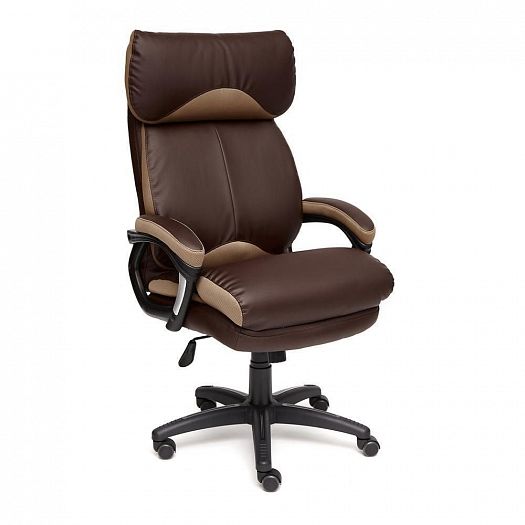 Кресло для руководителя "DUKE" (кожзам/ткань) - Коричневый/Бронзовый (36-36/TW-21)