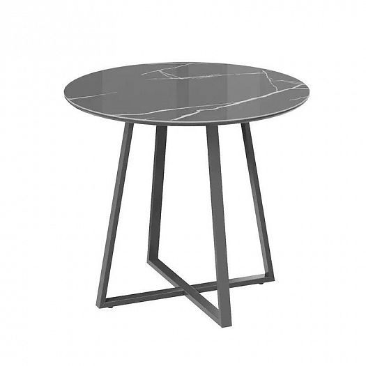 Стол обеденный "Милан" Тип 1 - Цвет: Серый муар/Стекло глянцевое Серый Мрамор