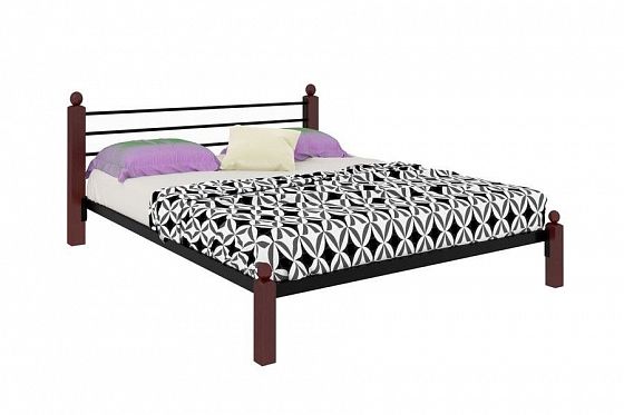 Кровать "Милана Lux" 1200 мм (ламели) - Цвет: Черный/Коричневый (дерево)