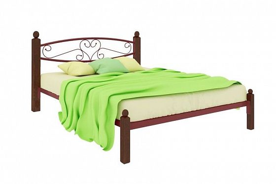 Кровать "Каролина Lux" 1200 мм (ламели) - Цвет: Красный/Коричневый (дерево)