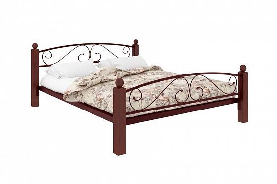 Кровать "Вероника Lux Plus" 1600 мм (ламели) - Цвет: Коричневый/Коричневый (дерево)