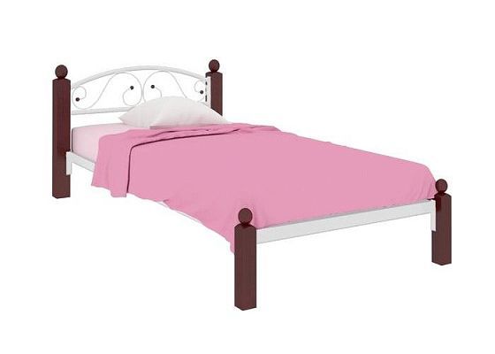 Кровать "Вероника мини Lux" 900 мм (ламели) - Цвет: Белый/Коричневый (дерево)