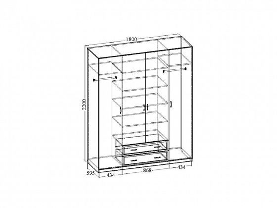 Шкаф 4-х дверный с 2-мя ящиками "Венеция 11" - Шкаф 4-х дверный с 2-мя ящиками "Венеция 11", схема