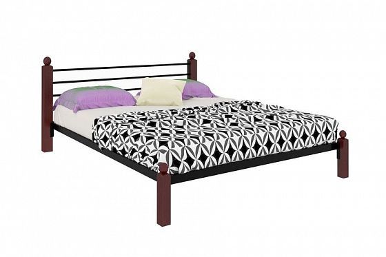 Кровать "Милана Lux" 1600 мм (ламели) - Цвет: Черный/Коричневый (дерево)