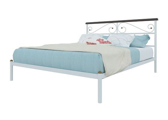 Кровать "Эсмеральда" 1800 мм (ламели) - В интерьере, цвет: Белый/Коричневый (дерево)