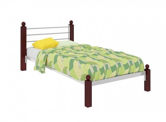Кровать "Милана мини Lux" 800 мм (ламели) - Цвет: Белый/Коричневый (дерево)