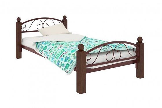 Кровать "Вероника мини Lux Plus" 900 мм (ламели) - Цвет: Коричневый/Коричневый (дерево)