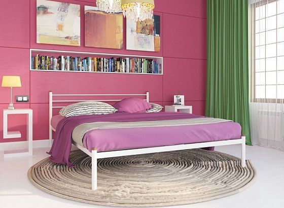 Кровать "Милана" 1400 мм (ламели) - В интерьере, цвет: Белый