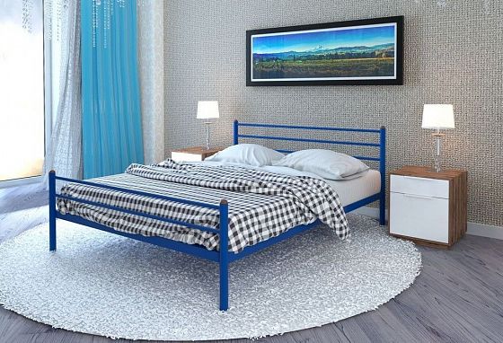 Кровать "Милана Plus" 1400 мм (ламели) - В интерьере, цвет: Синий