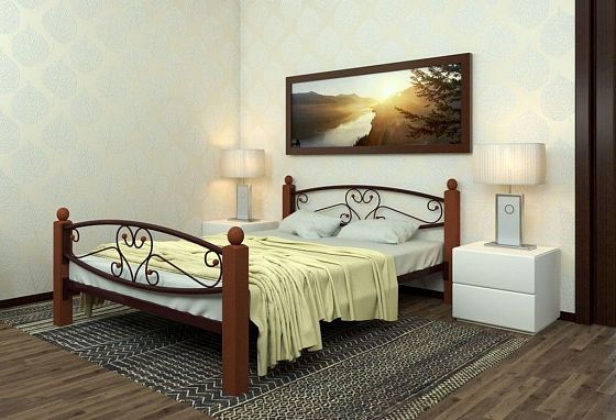 Кровать "Каролина Lux Plus" 1200 мм (ламели) - В интерьере, цвет: Коричневый/Коричневый (дерево)