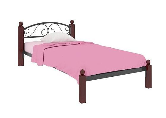 Кровать "Вероника мини Lux" 900 мм (ламели) - Цвет: Черный/Коричневый (дерево)