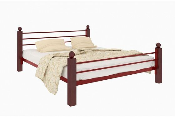 Кровать "Милана Lux Plus" 1400 мм (ламели) - Цвет: Красный/Коричневый (дерево)