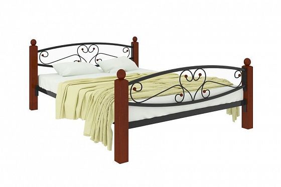 Кровать "Каролина Lux Plus" 1800 мм (ламели) - Цвет: Черный/Коричневый (дерево)