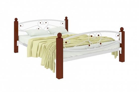 Кровать "Каролина Lux Plus" 1800 мм (ламели) - Цвет: Белый/Коричневый (дерево)