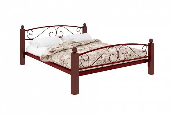Кровать "Вероника Lux Plus" 1800 мм (ламели) - Цвет: Красный/Коричневый (дерево)